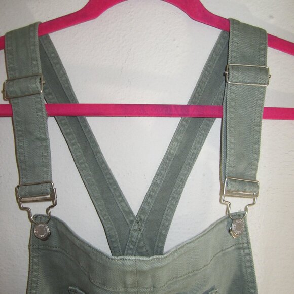 Judy Blue Weekend Ready Army Green Distressed Overall Skirt with Silver … - Picture 3 of 11